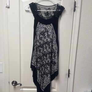 Elegant Black and White Lace Dress